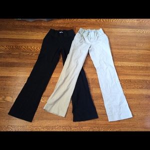 Two pairs Gap maternity 0L pants w stretchy waist